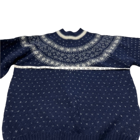 Vintage Lodge Sweater Adult XL Blue White Wool Knit Nordic Fair Isle Icelandic - Picture 2 of 7